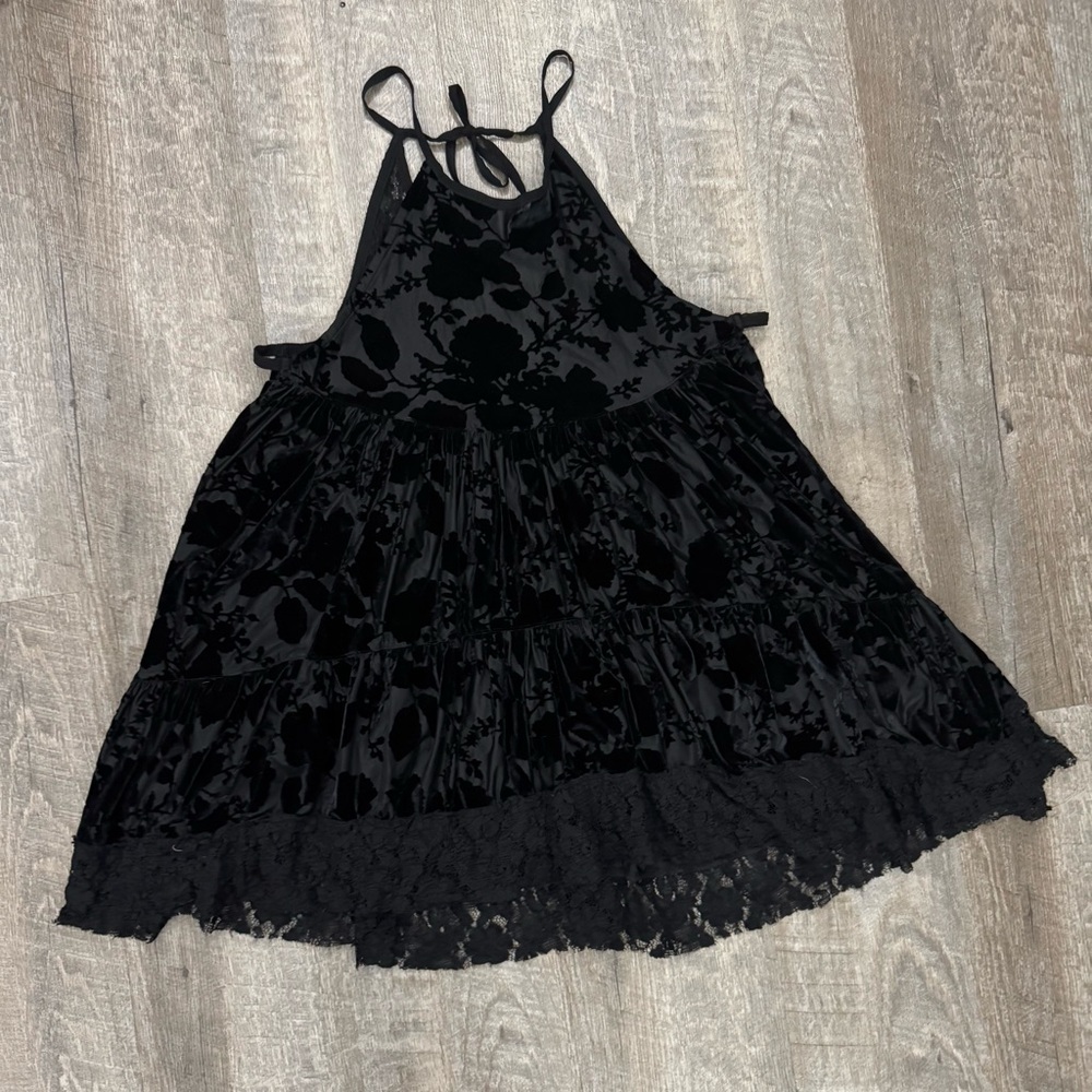 Free People Goth Boho Black Witchy Whimsigoth Sexy Halter Sz XS